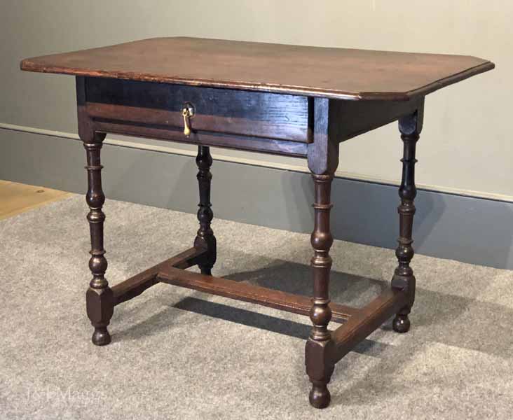 An especially attractive William and Mary side table with drawer